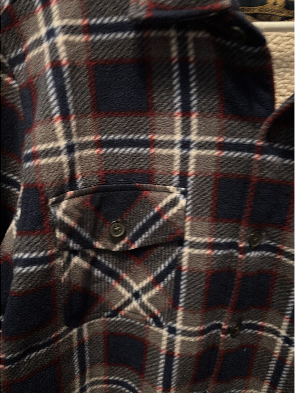 Legendary Whitetails Fleece Lined Plaid Flannel Shirt Jacket Blue Red Mens L - Picture 7 of 9